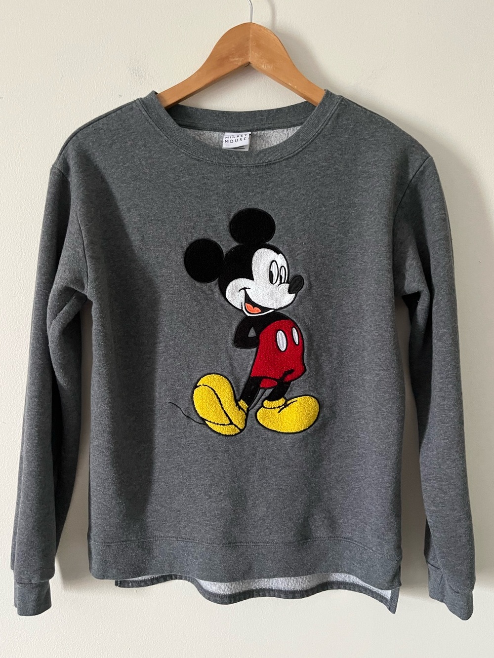 Disney Light Charcoal Mickey Mouse 3D Crewneck Small